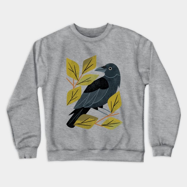 Perching Raven Crewneck Sweatshirt by Renea L Thull